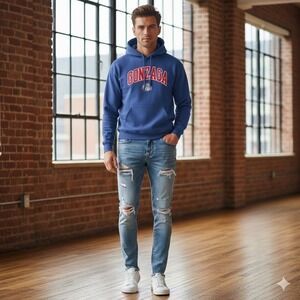 Heisman Vintage Gonzaga Bulldogs Hoodie Mens 2XL Blue Pullover Athletic Y2K